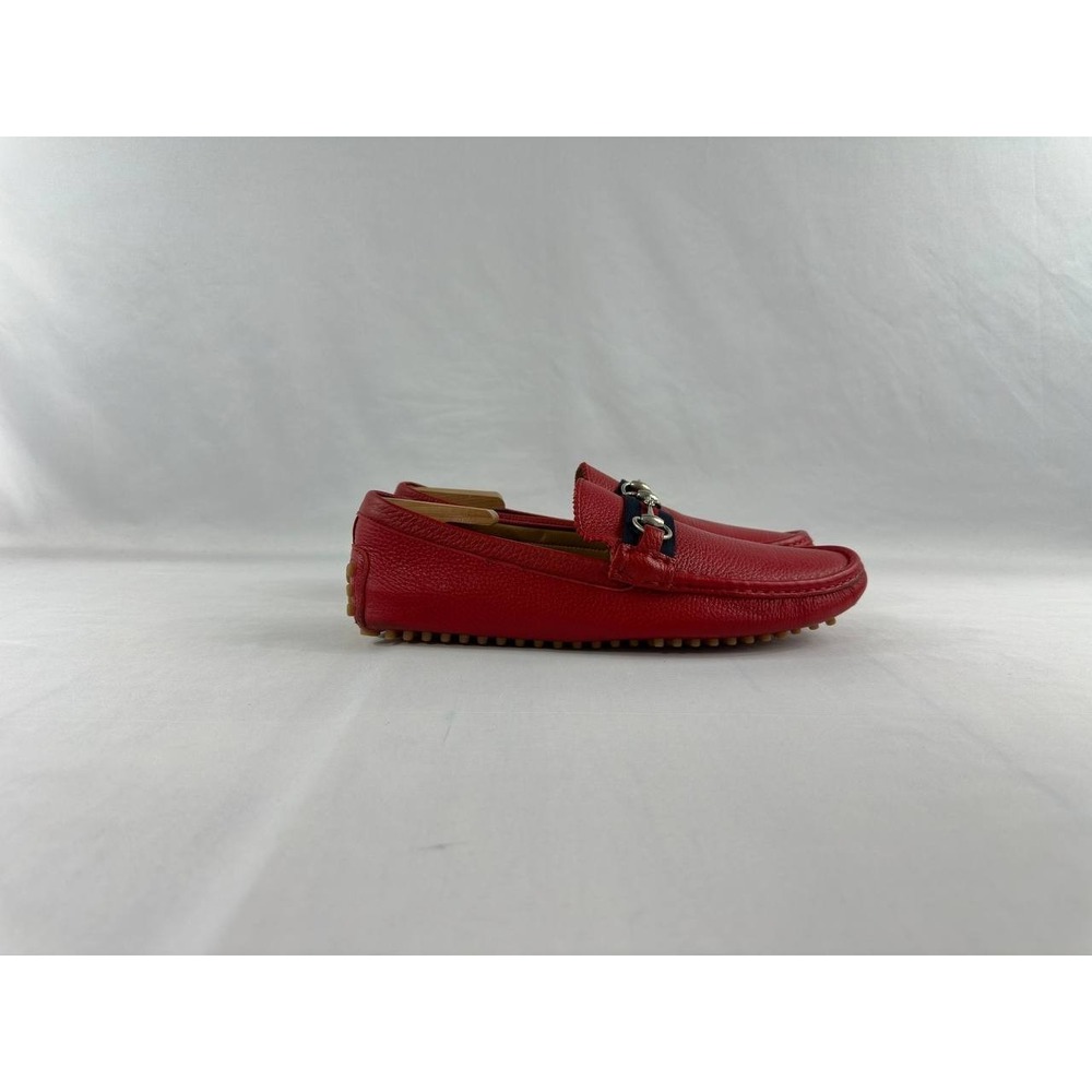Gucci Red Leather Web Detail Horsebit Loafers Men's Size G 9.5 US 10